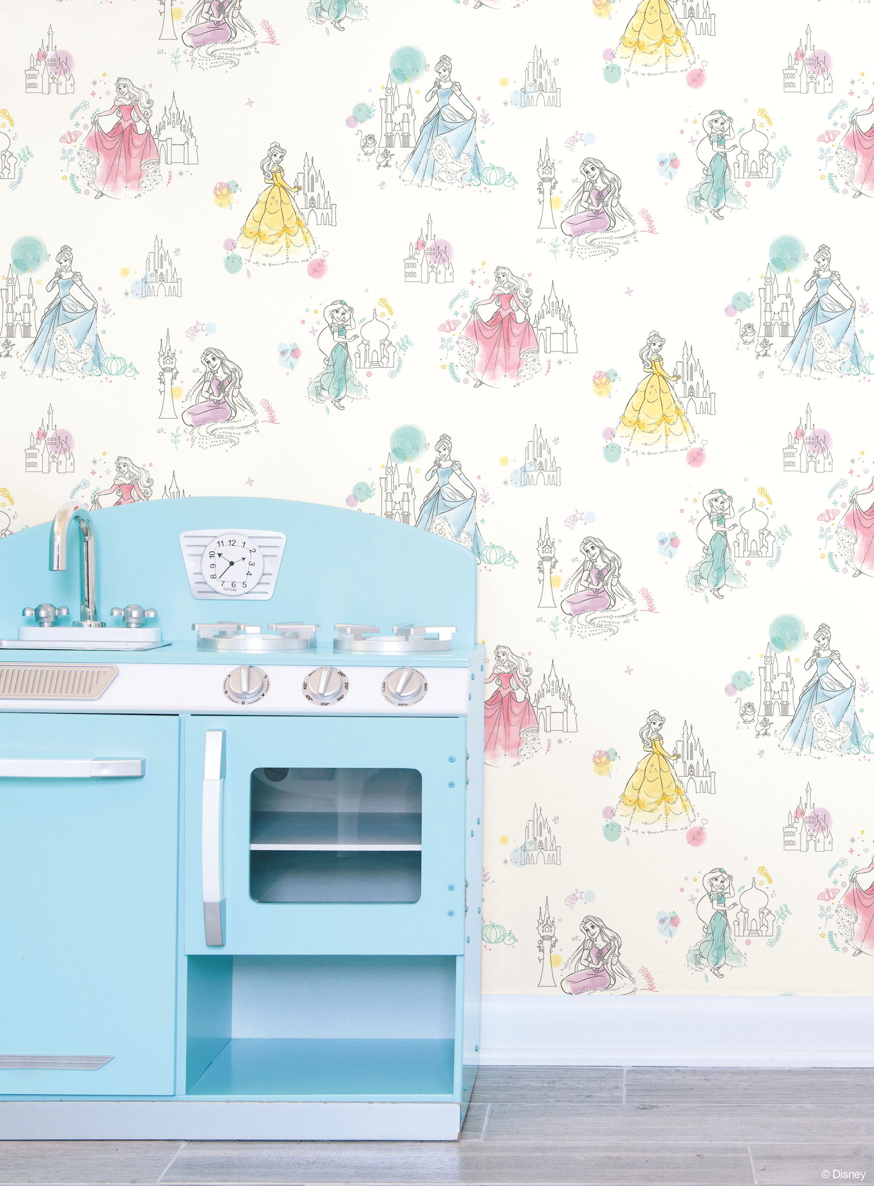 Disney Princess Pretty Elegant White Wallpaper, by York Wall, 33' length x 1'8.5" width x 0.02" depth View 2