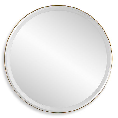 Crofton Lighted Brass Round Mirror