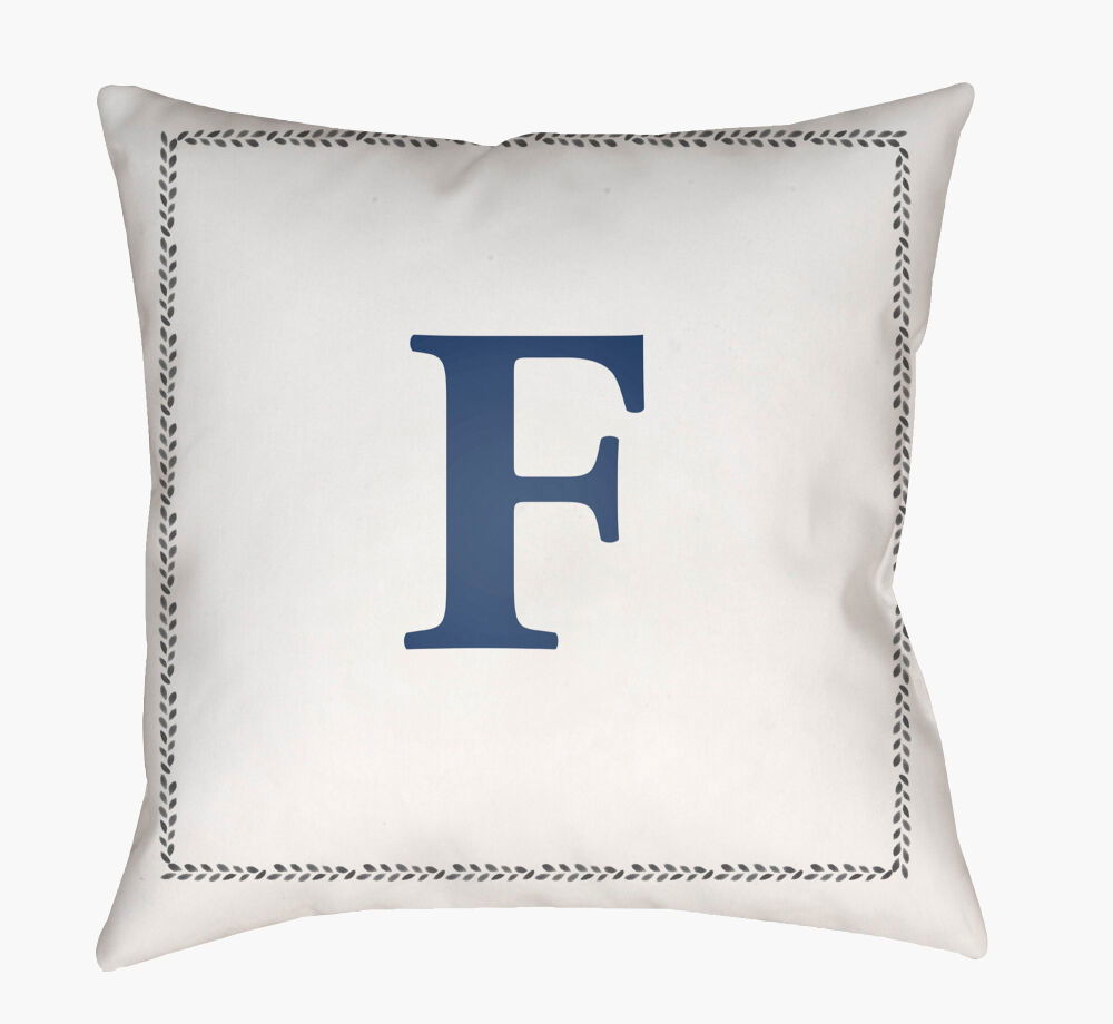 Initials Accent Pillow, Decorative Pillow by Surya, 18" length x 18" width