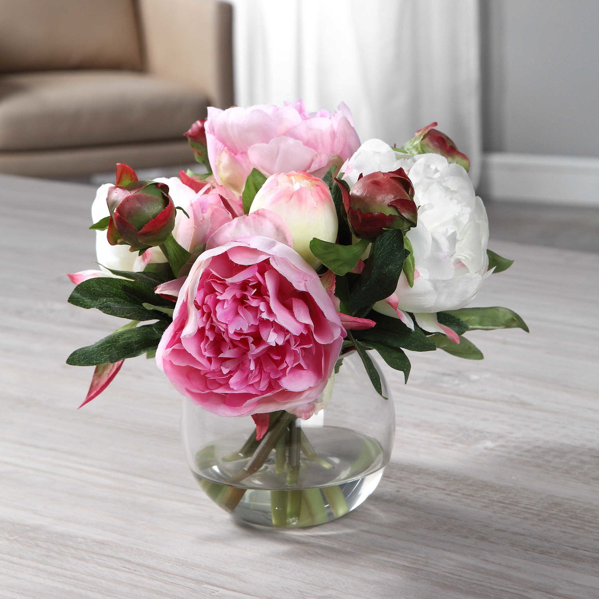 Blaire Peony Bouquet, Artificial Plants & Flower by Uttermost, 10" width x 8.5" height x 10" depth View 5