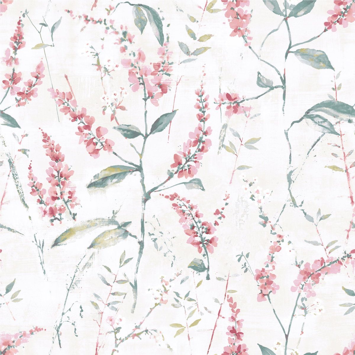 Floral Sprig Pink Peel & Stick Wallpaper, by York Wall, 16'6" length x 1'8.5" width x 0.02" depth