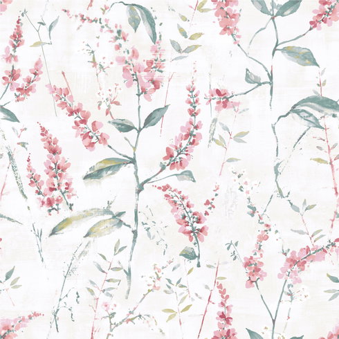 Floral Sprig Pink Peel & Stick Wallpaper