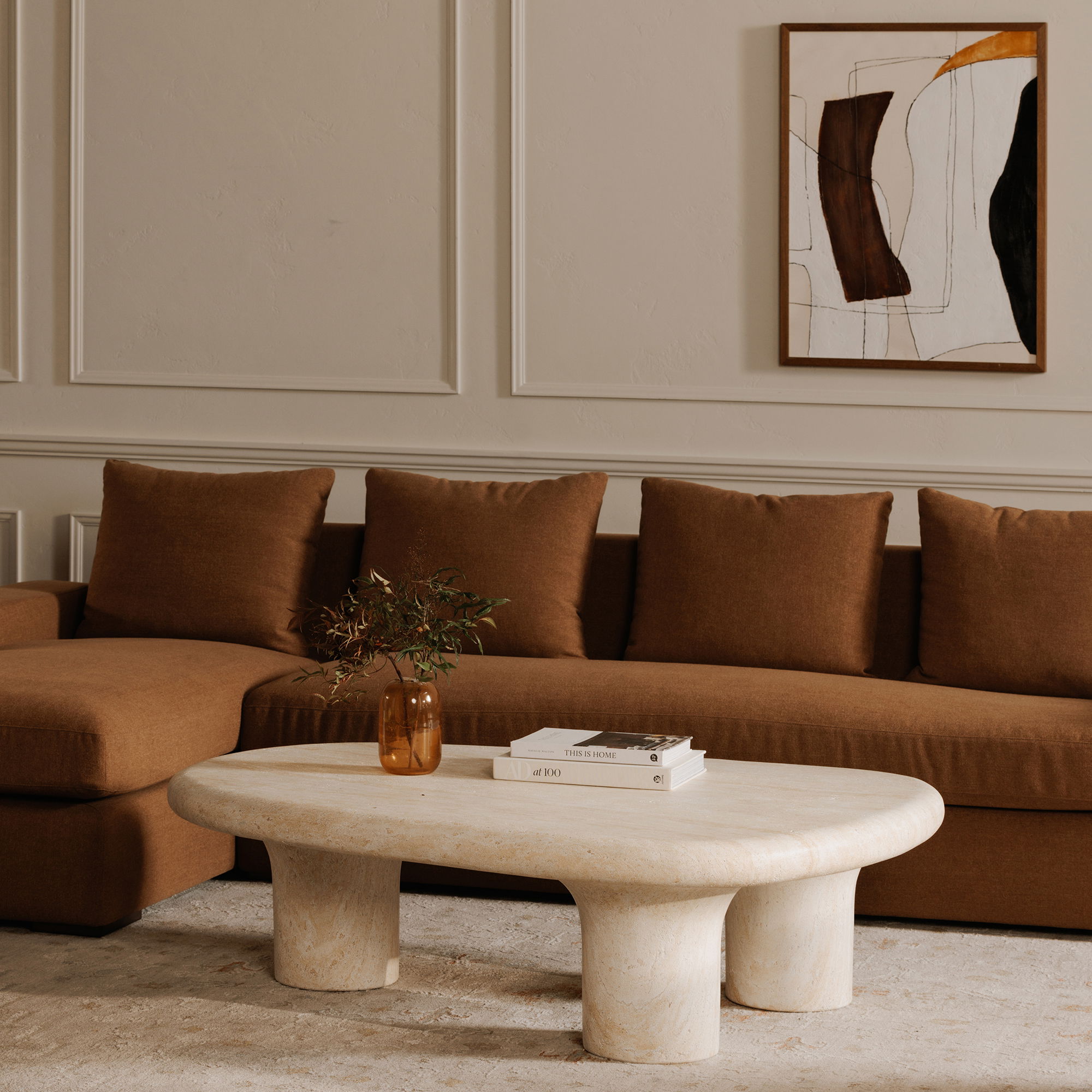 Thomas Right Sectional Rust, Sectional Sofa by Moe's Home, 125" width x 36" height x 41" depth View 8