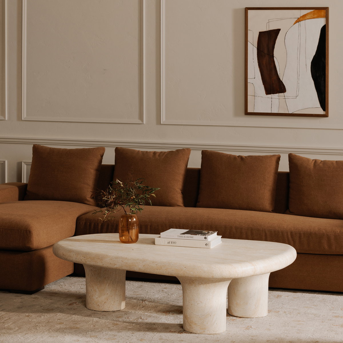 Thomas Right Sectional Rust, Sectional Sofa by Moe's Home, 125" width x 36" height x 41" depth View 8
