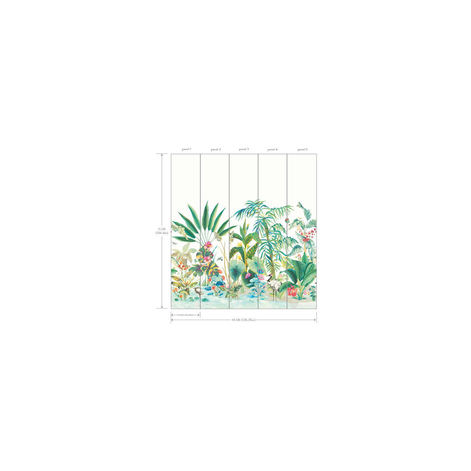 Tropical Panoramic White Wall Mural large image 