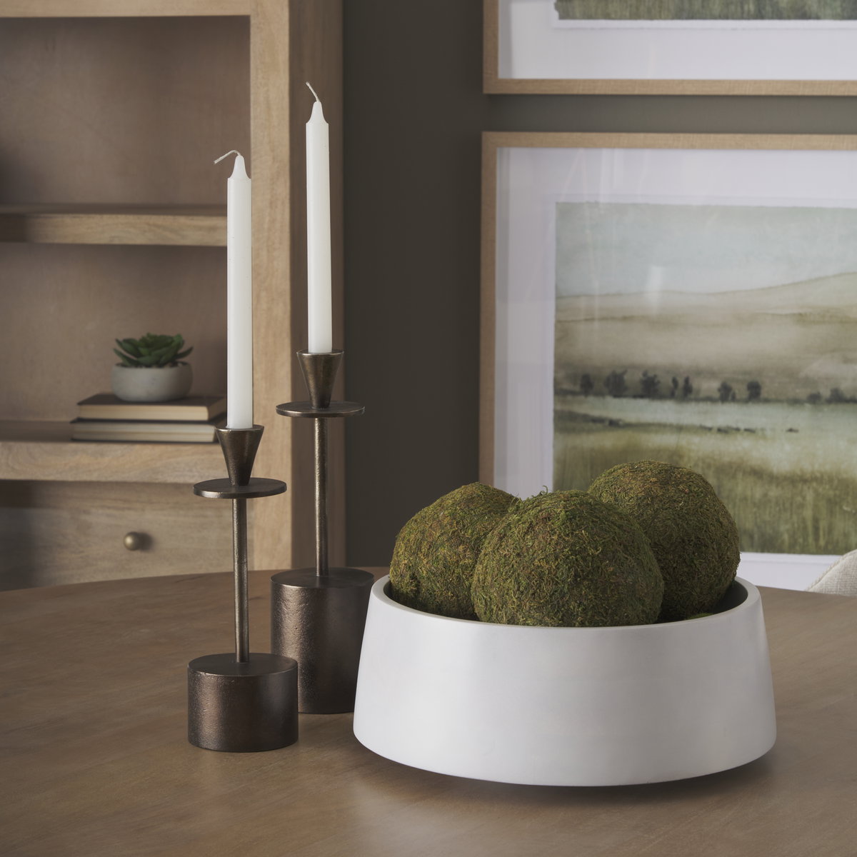 Kadara White Washed Solid Wood Decorative Bowl, by Mercana, 14" length x 14" width x 5.5" height View 2
