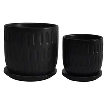 Online Designer Bedroom Stoneware Ceramic Saucer Planters - Set of 2