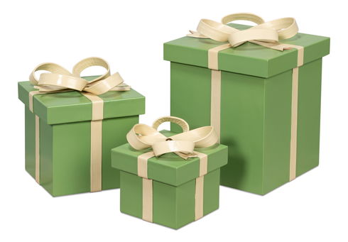 Ferrell Leather Holiday Boxes,S/3,Green
