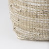 Aalia  Beige Leather and Jute Pouf, Ottoman by Mercana, 16" length x 16" width x 16" height thumbnail 10