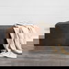 Minara 36' Square Brown Leather Wrapped with Wood Base Ottoman thumbnail 1