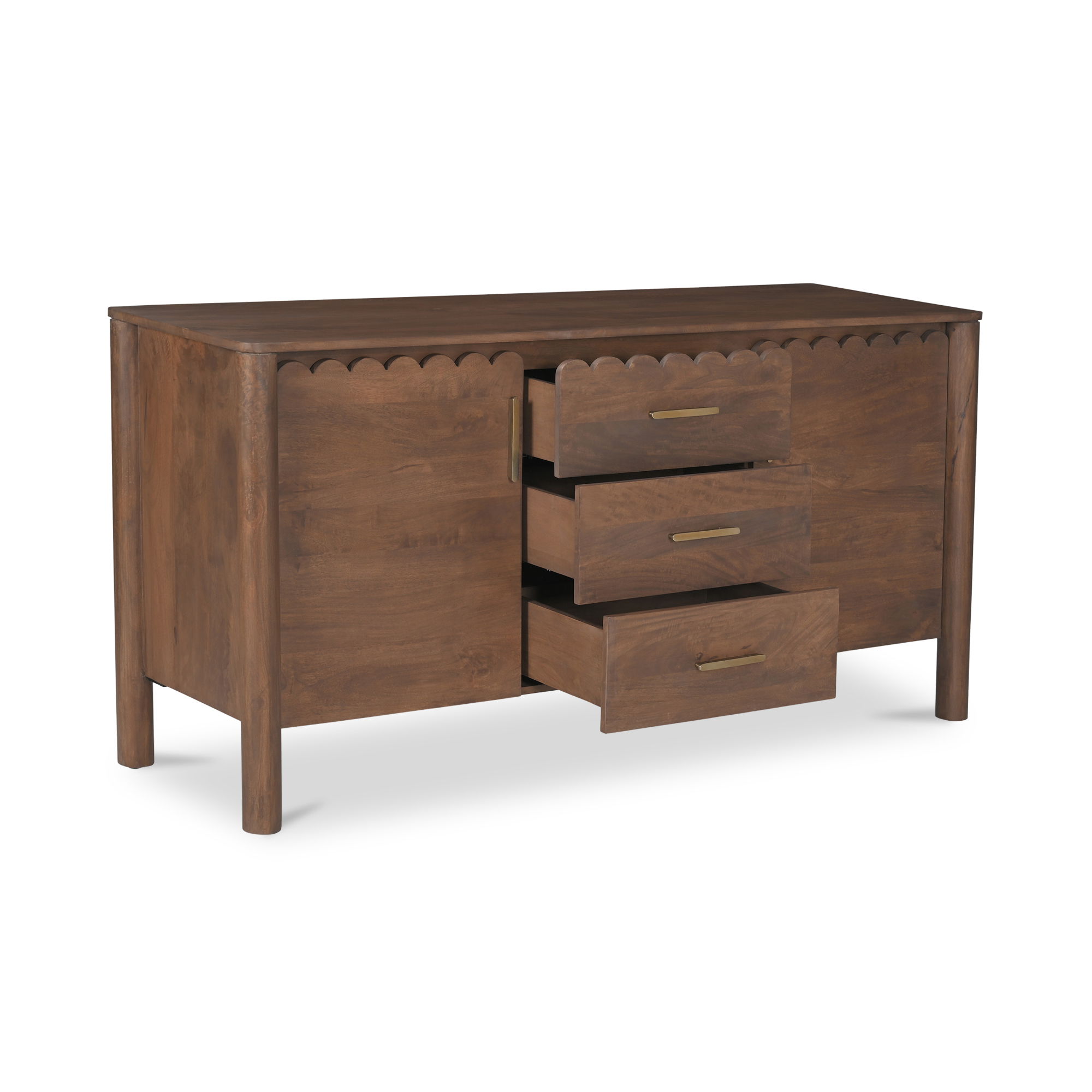Wiley 3 Drawer Sideboard Vintage Brown, Cabinets & Sideboard by Moe's Home, 60" width x 30" height x 19" depth View 8