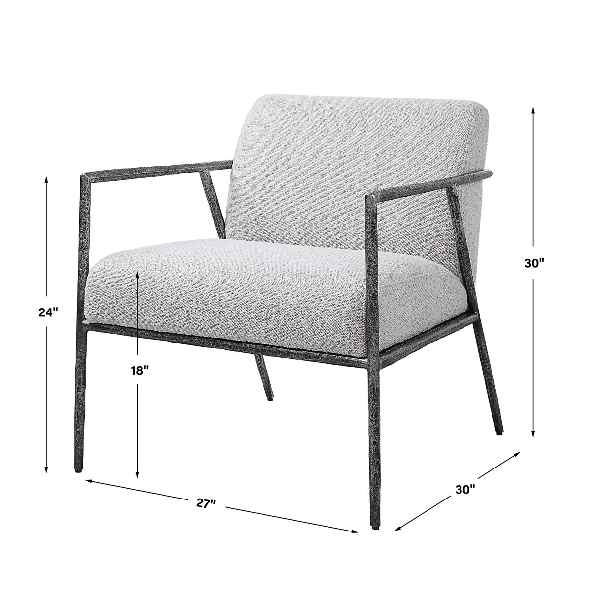 Brisbane Light Gray Accent Chair, by Uttermost, 27" width x 30" height x 30" depth View 3
