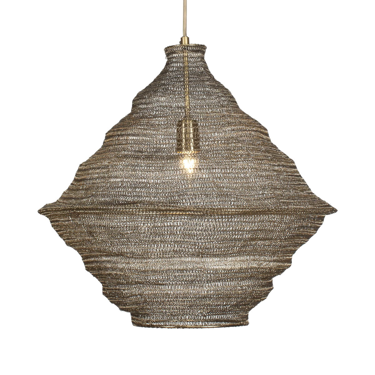 Sigh Woven Brass 1 Light Pendant, by Uttermost, 1'8" width x 1'8.6" height x 1'8" diameter x 1'8" depth View 6