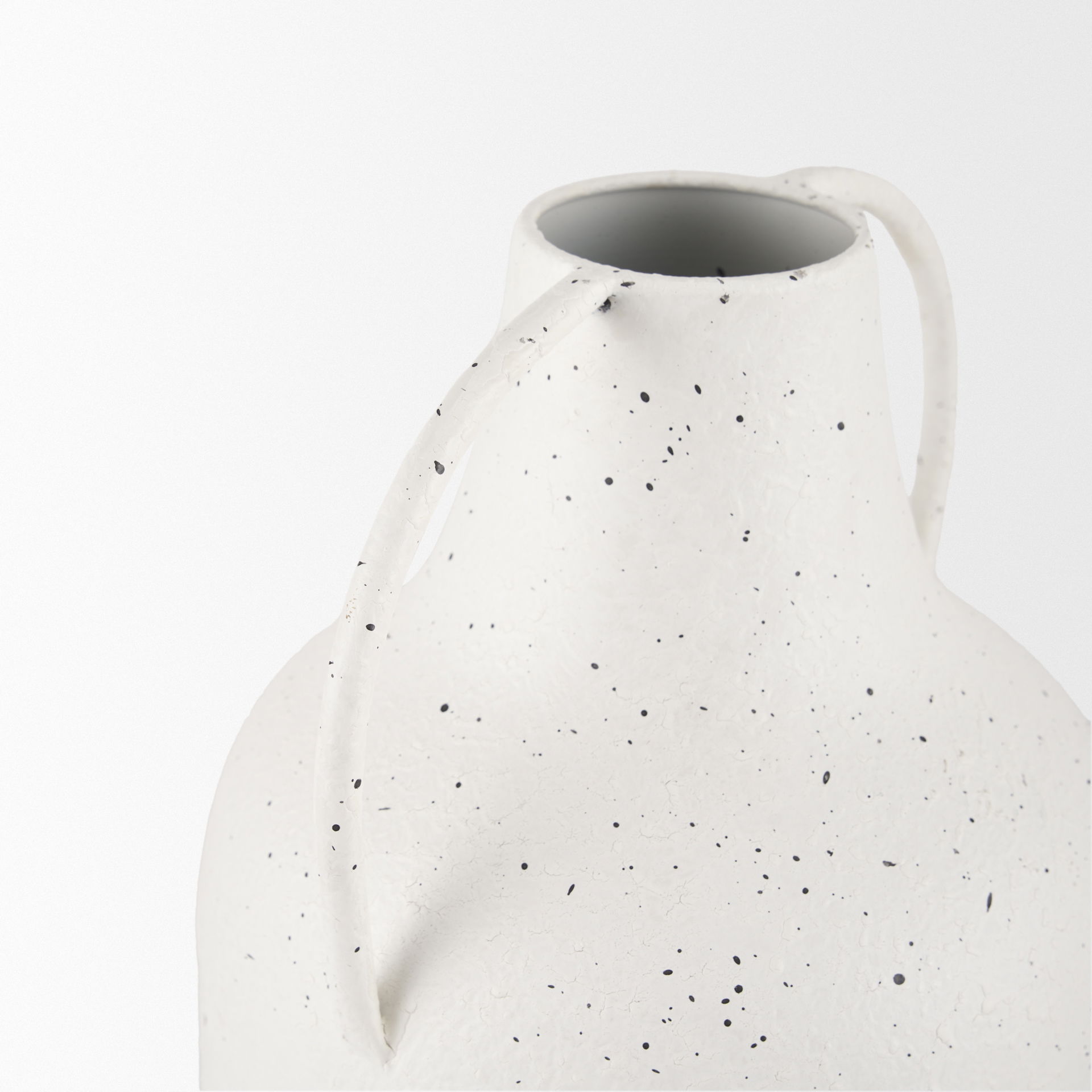 Treva Tall White with Black Speckles Metal Vase large image 