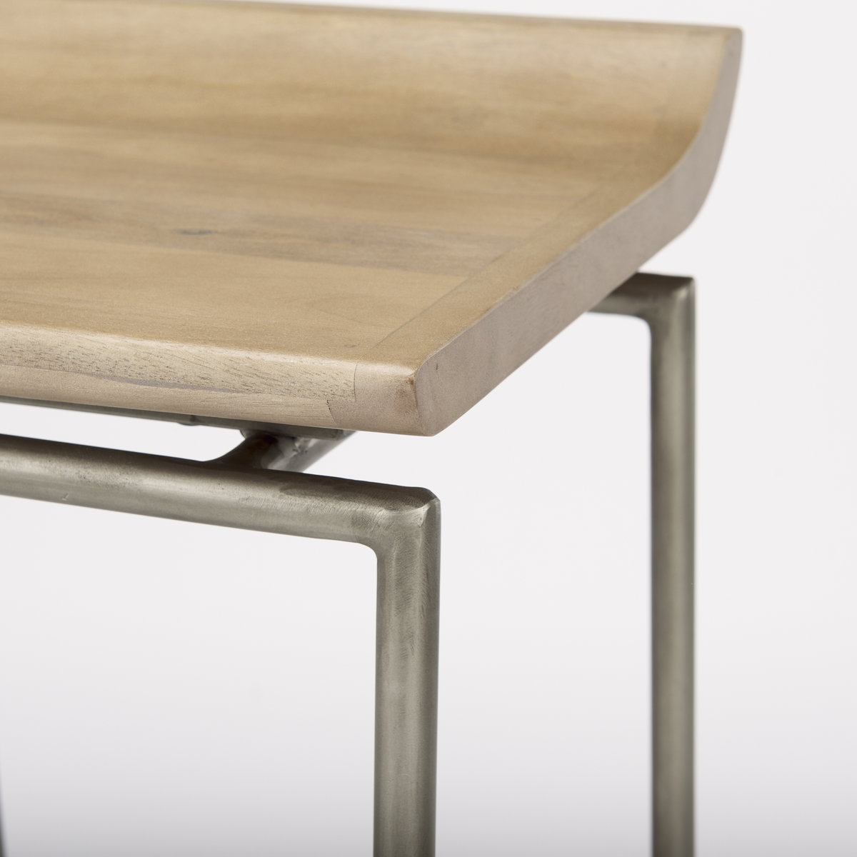 Givens Low Back 26in Seat Counter Stool | Brown Wood with Silver Metal, Counter & Bar Stool by Mercana, 14.1" length x 15.8" width x 26" height View 8