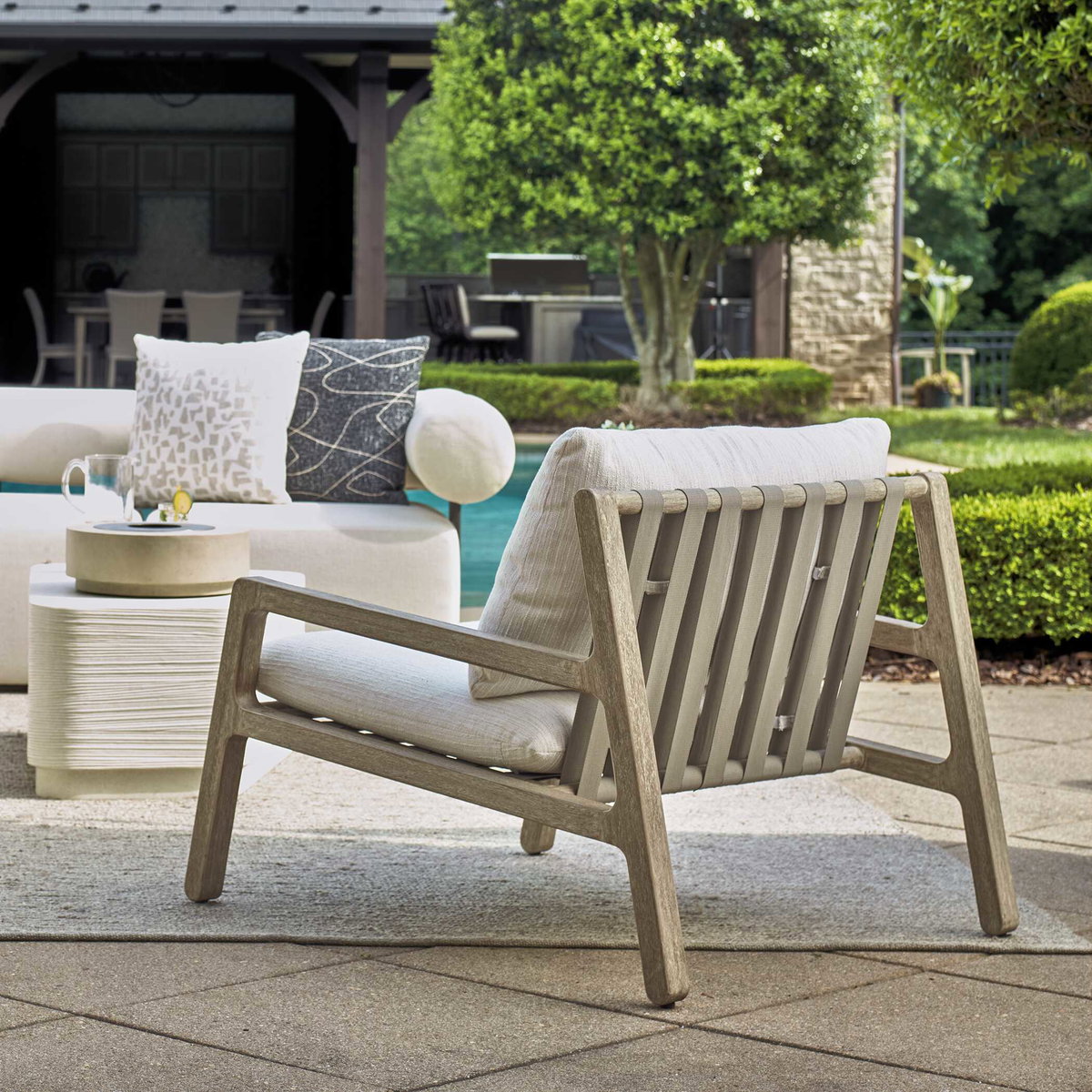 Strapped Outdoor Lounge Chair, Outdoor Accent Chair by Uttermost, 2'10" width x 2'4.5" height x 3'4" depth View 4