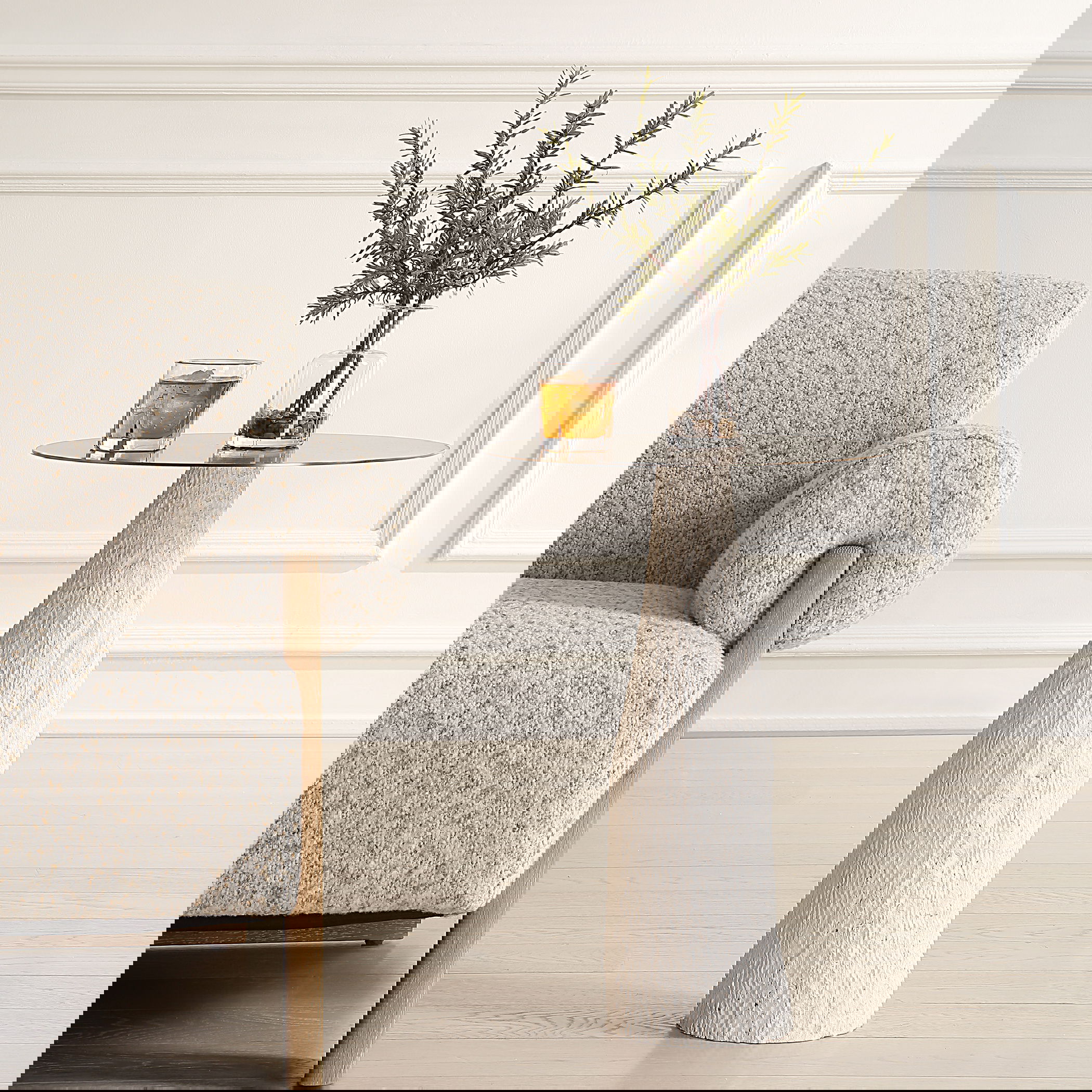 Hollen White Stone Accent Table, Furniture by Uttermost, 16" width x 22.5" height x 16" depth View 2