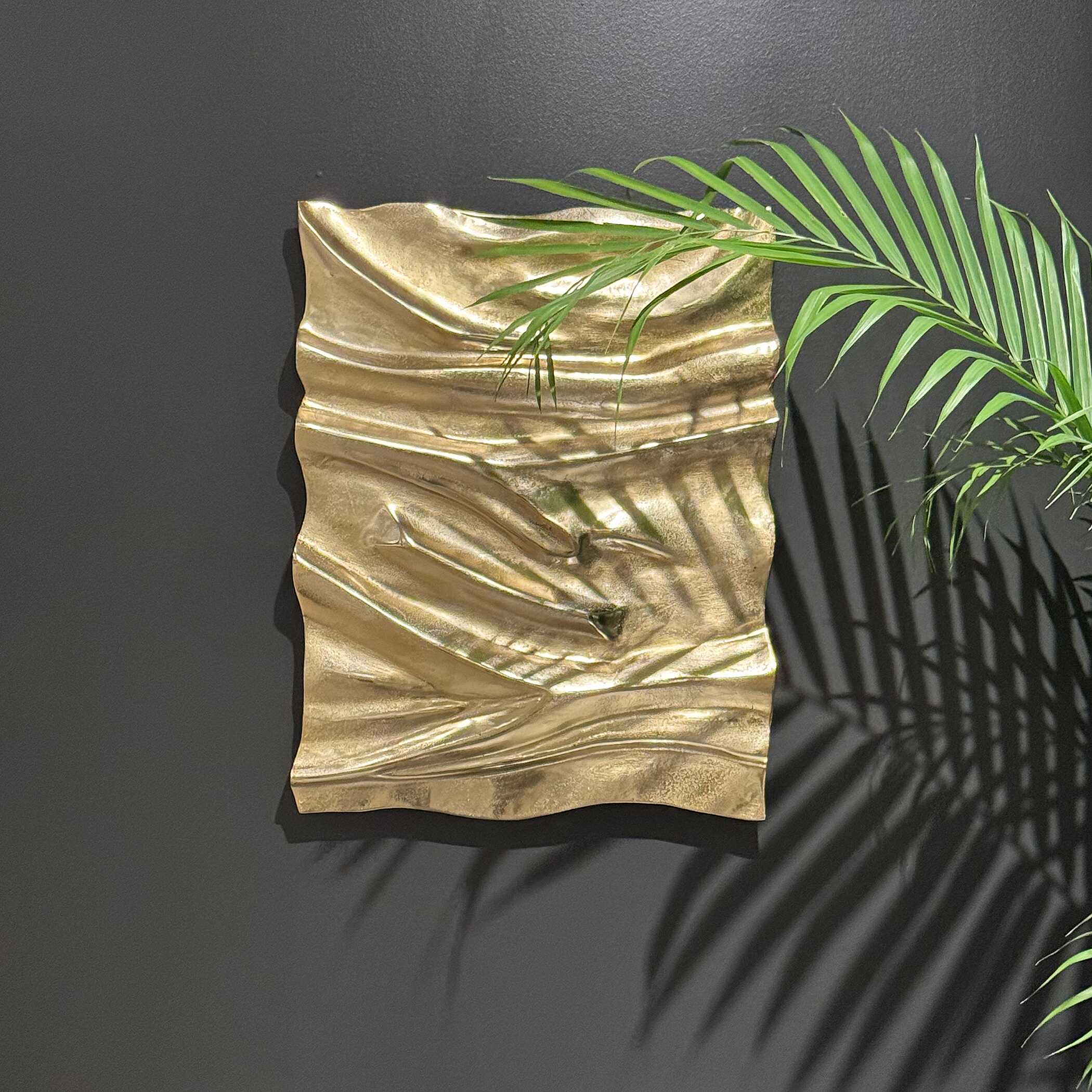Undulate Outdoor Gold Wall Panel, Sculptural Wall Art by Uttermost, 23" width x 30" height x 2" depth View 2
