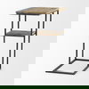 Ronin 25'H Rectangle 2-Tier Wood with Black Metal Accent Table, Side & End Table by Mercana, 18.5" length x 11.42" width x 25.2" height thumbnail 1
