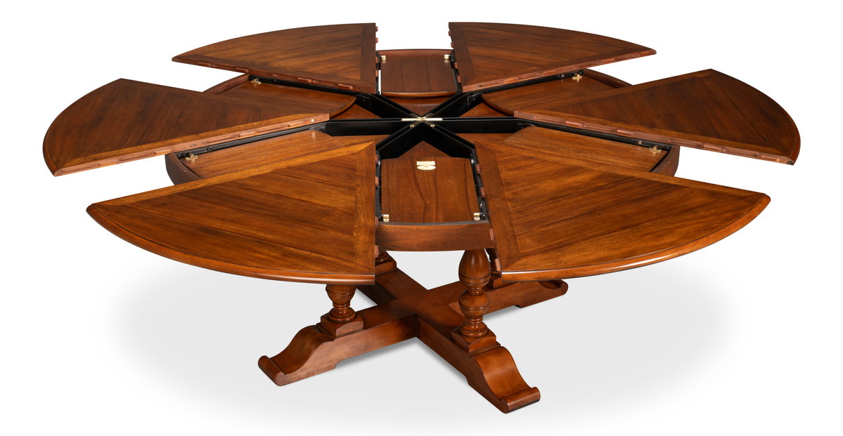 Walnut Jupe Dining Table  Ex-Large, by Sarreid, 6'8" length x 6'8" width x 2'6" height View 3