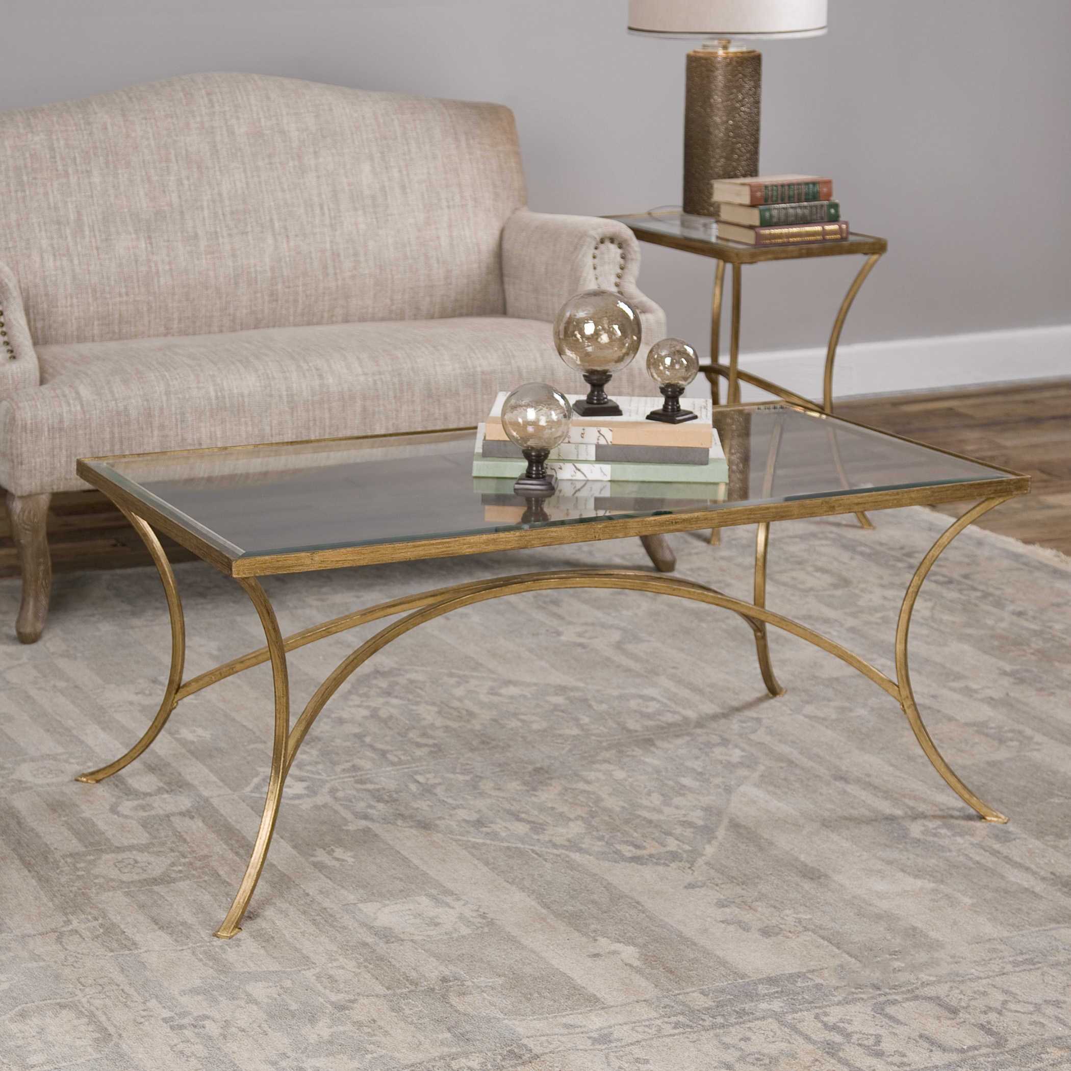 Alayna Gold Coffee Table, Furniture by Uttermost, 48.12" width x 19.75" height x 24.12" depth View 4