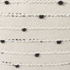 Amaira  Cream/Black/White patterned Wool and Cotton Pouf, Ottoman by Mercana, 16" length x 16" width x 16" height thumbnail 8
