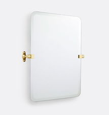 Online Designer Bathroom Tolson Frameless Rounded Rectangle Pivot Mirror - 18" x 24" - Aged Brass