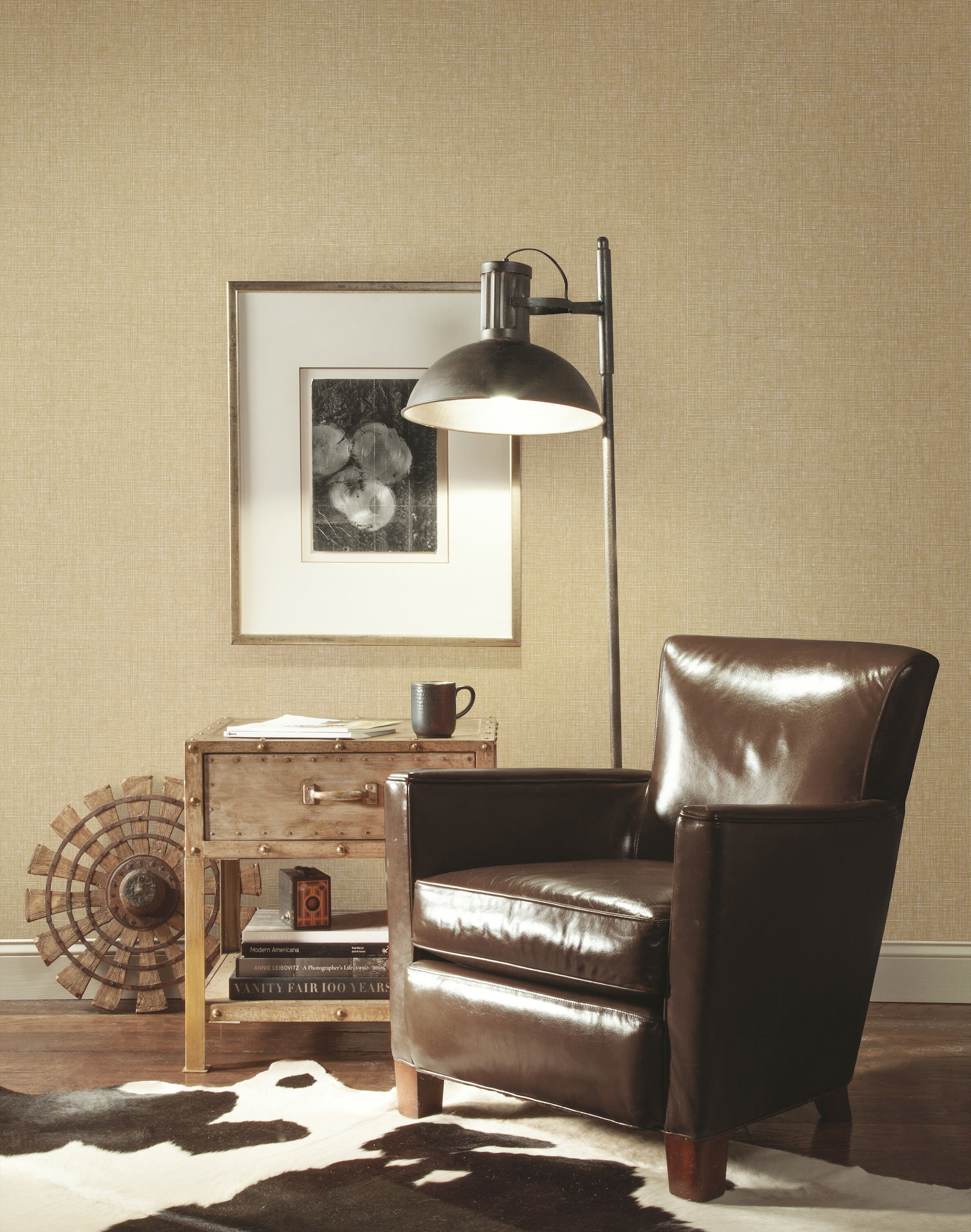Woven Crosshatch Brown Wallpaper large image 