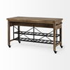 Stuart I Brown Solid Wood Top Two-Tier Black Metal Rolling Kitchen Island thumbnail 6