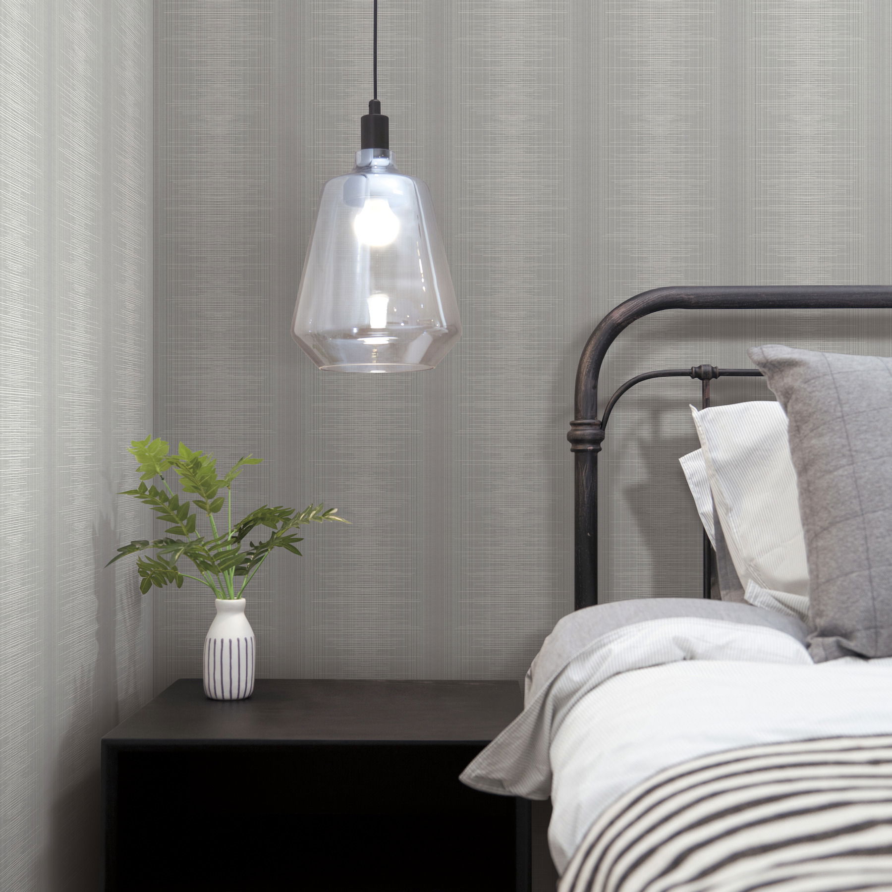 Silk Weave Stripe Grey Wallpaper large image 