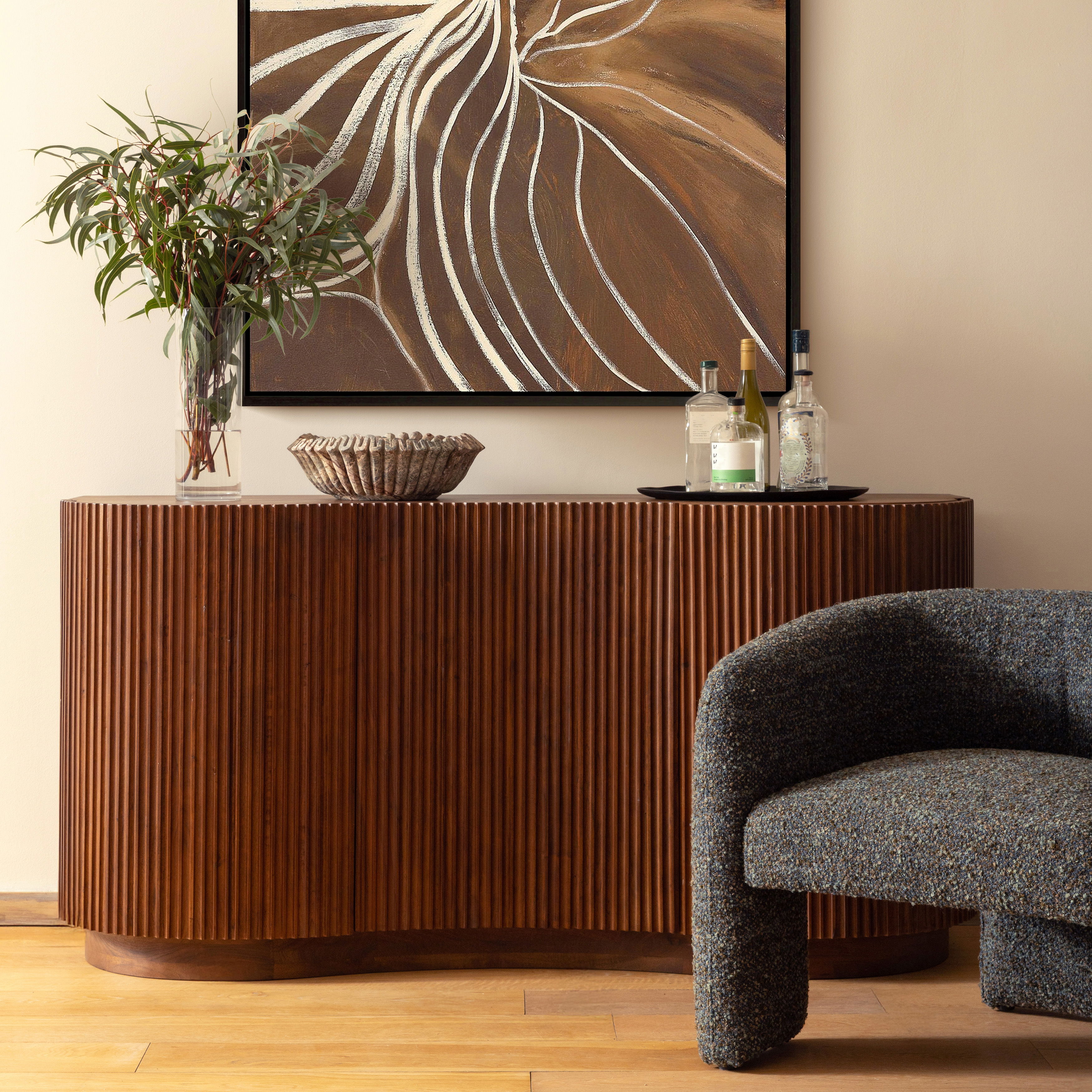 Carlton Sideboard Brown, Sideboards & Buffet by Dovetail, 68" width x 34.18" height x 19.75" depth View 8