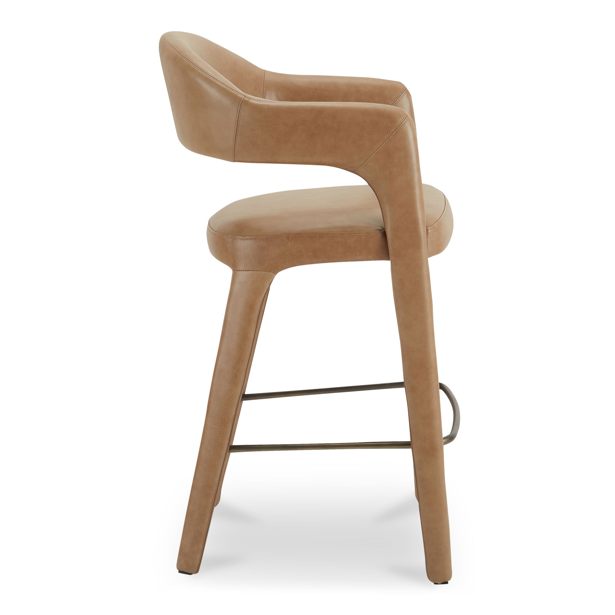 Martens Bar Stool Brown Leather, Counter & Bar Stool by Moe's Home, 23.6" width x 42.9" height x 23.3" depth View 3