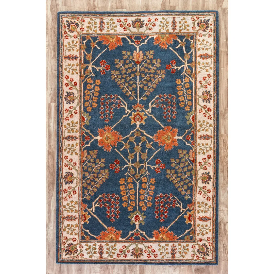 Poeme Hand-Woven Tufted Wool Dark Blue Area Rug large image 