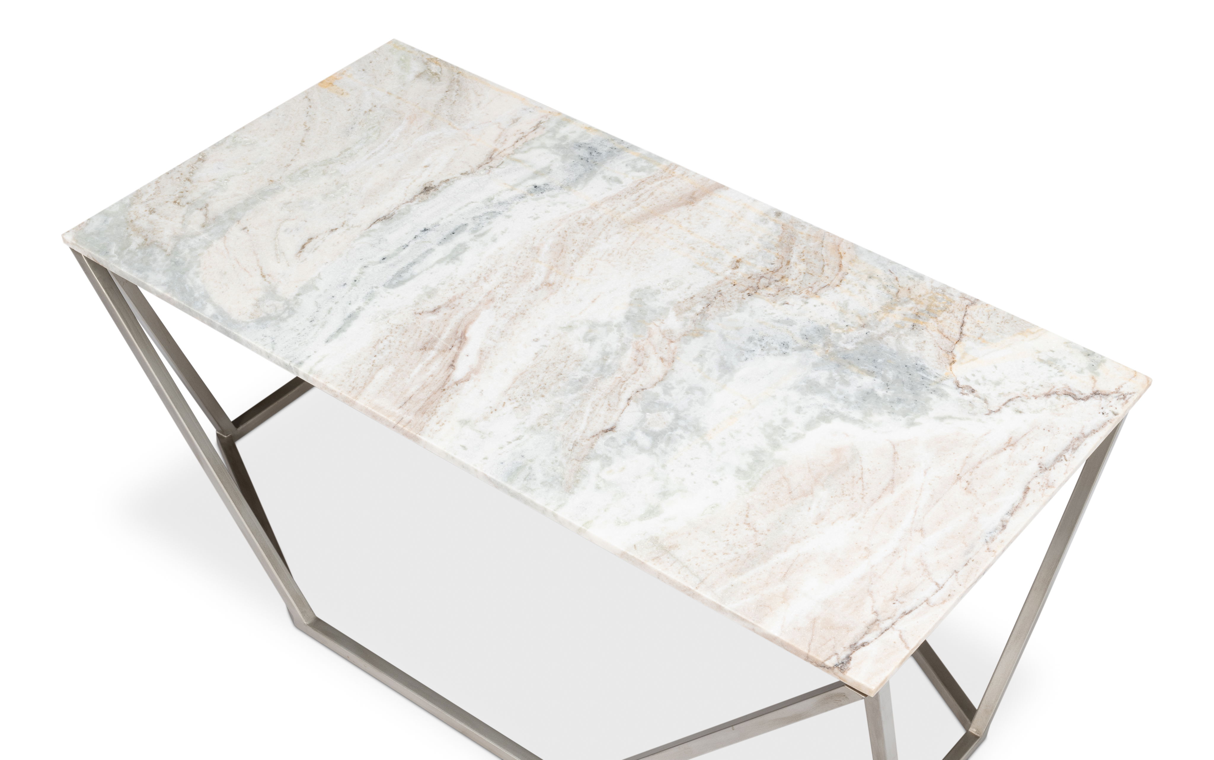 Trapezoid Coffee Table, Marble Top large image 