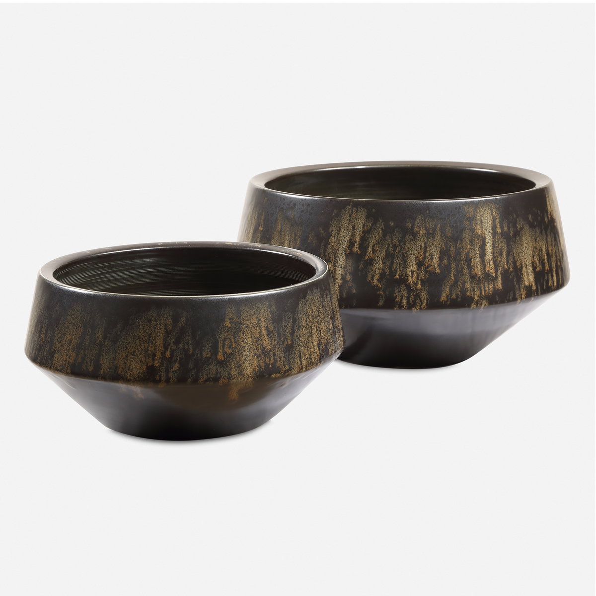 Bronze Duo Vases Set/2, by Uttermost, 11" width x 5.5" height x 11" depth View 1