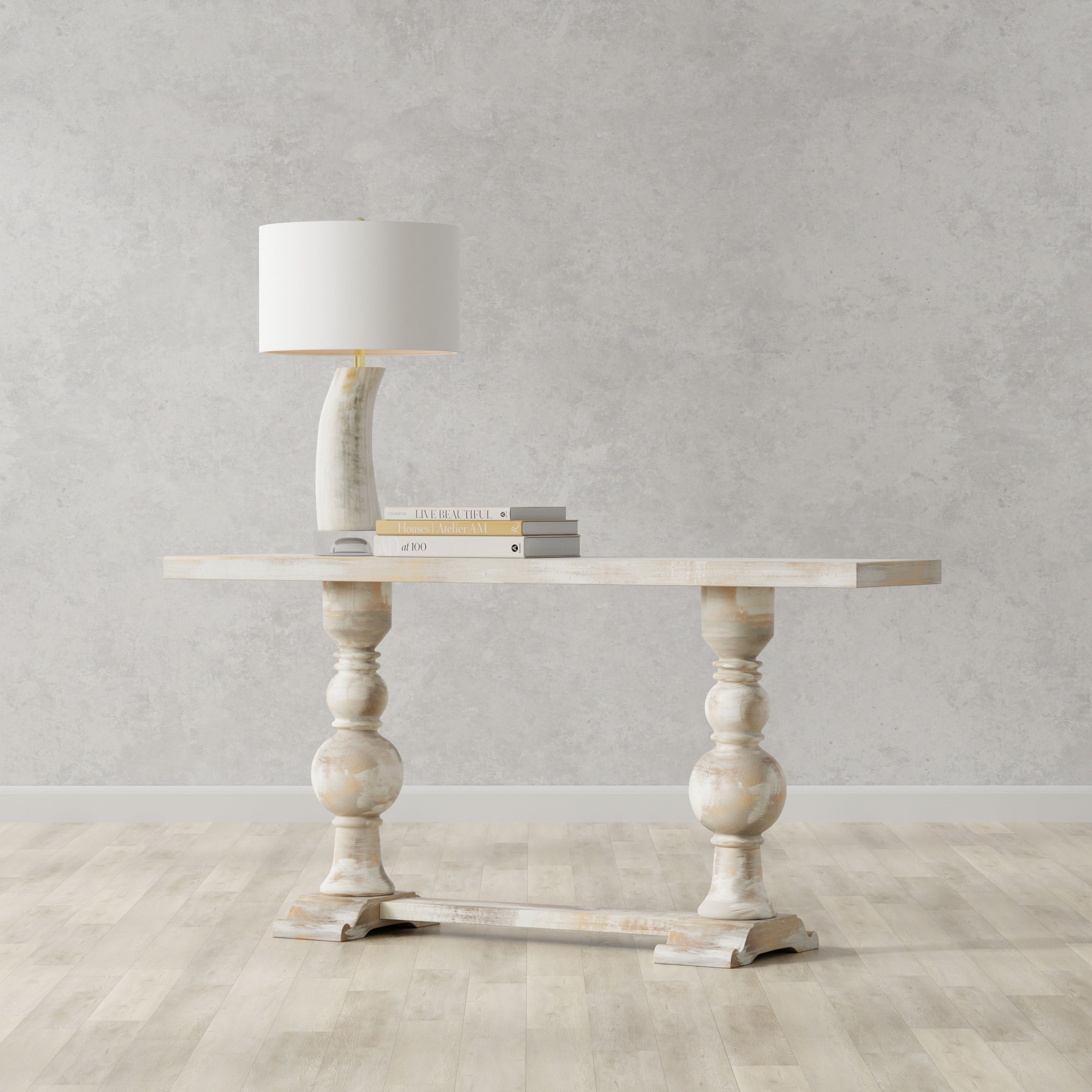 Stacy Double Pedestal Console, Console Table by Sarreid, 61" length x 15" width x 30" height View 13