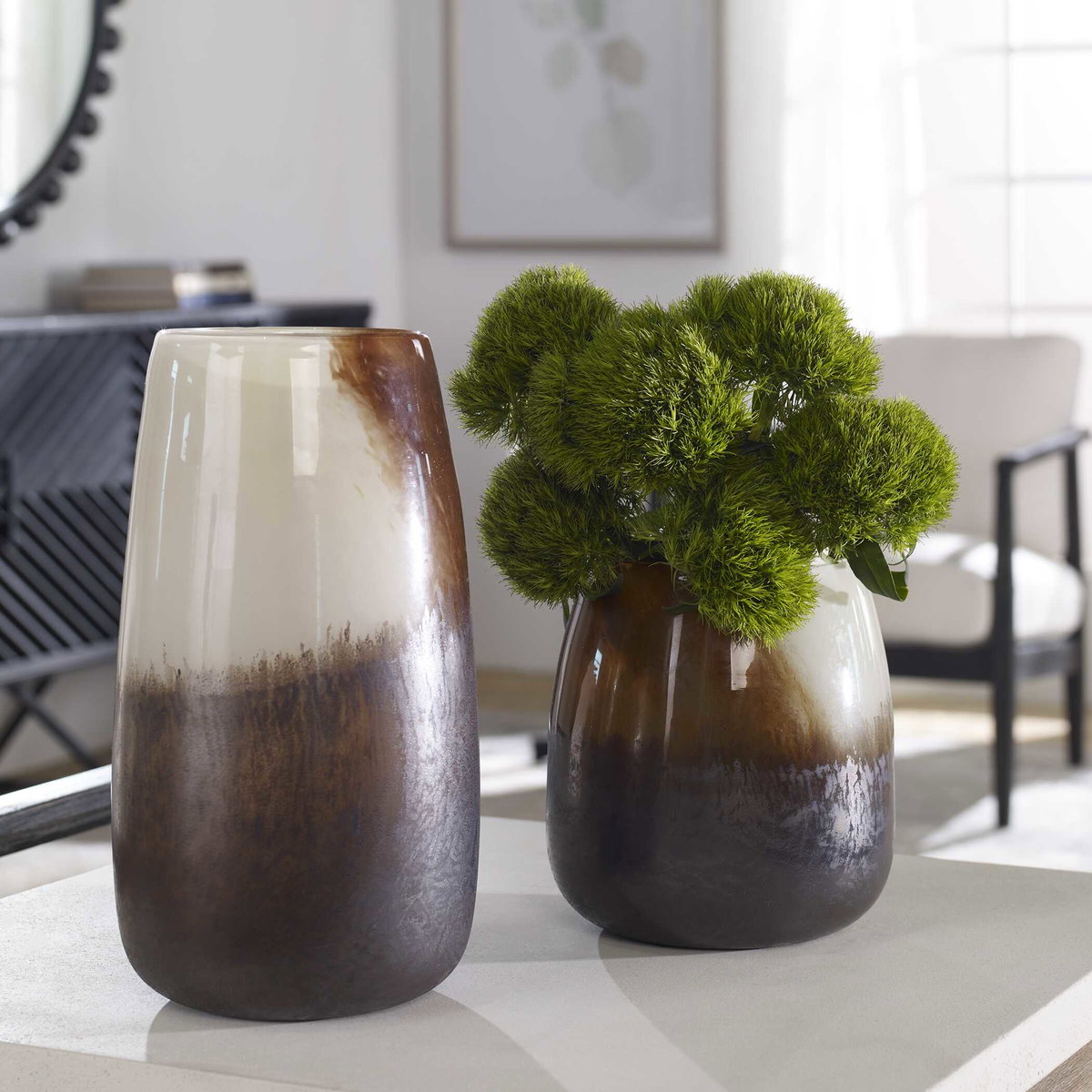 Desert Wind Glass Vases Set/2, by Uttermost, 6.5" width x 12.25" height x 6.5" depth View 5