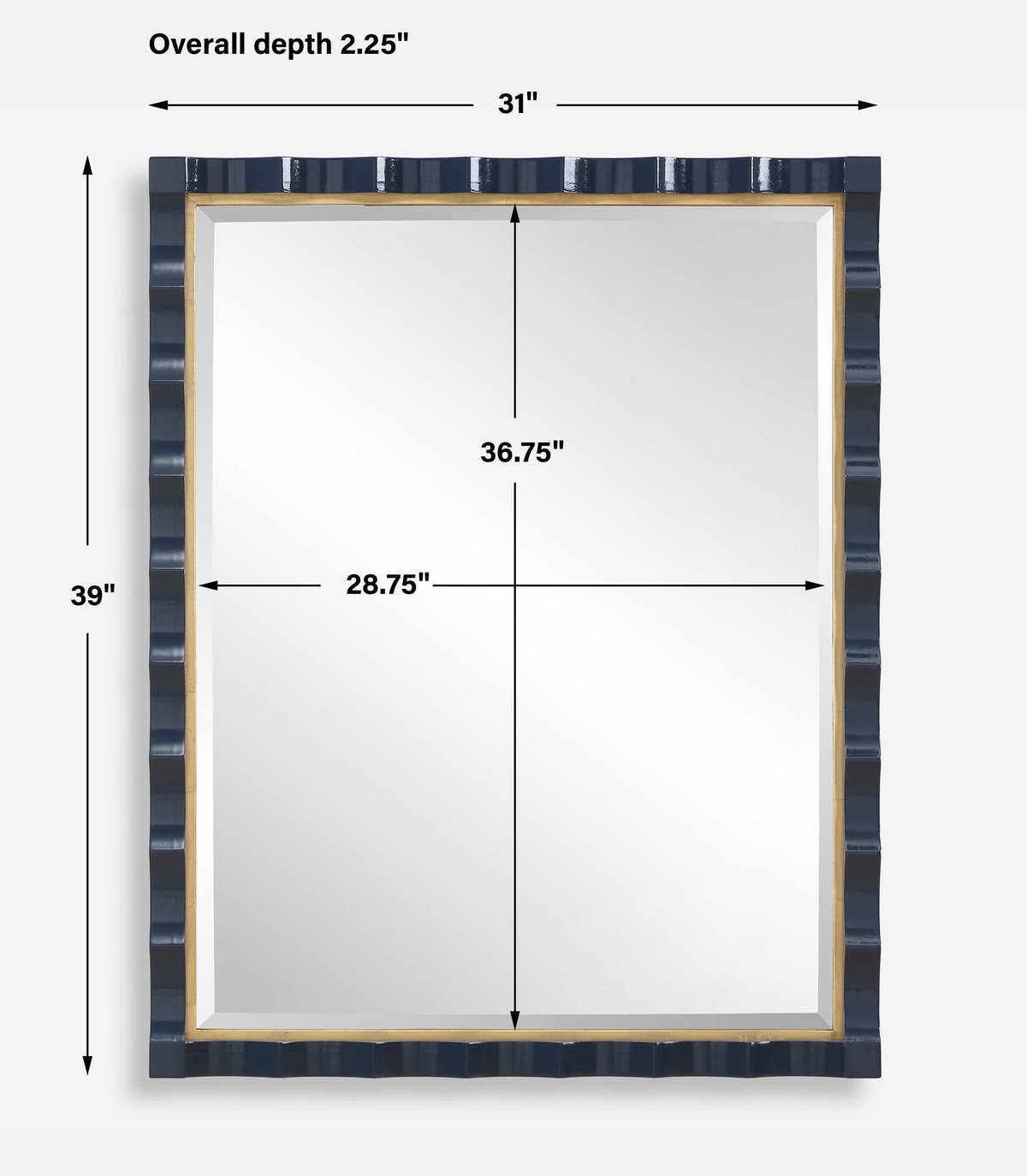 Gulf Navy Blue Mirror, by Uttermost, 31" width x 39" height x 2.25" depth View 3