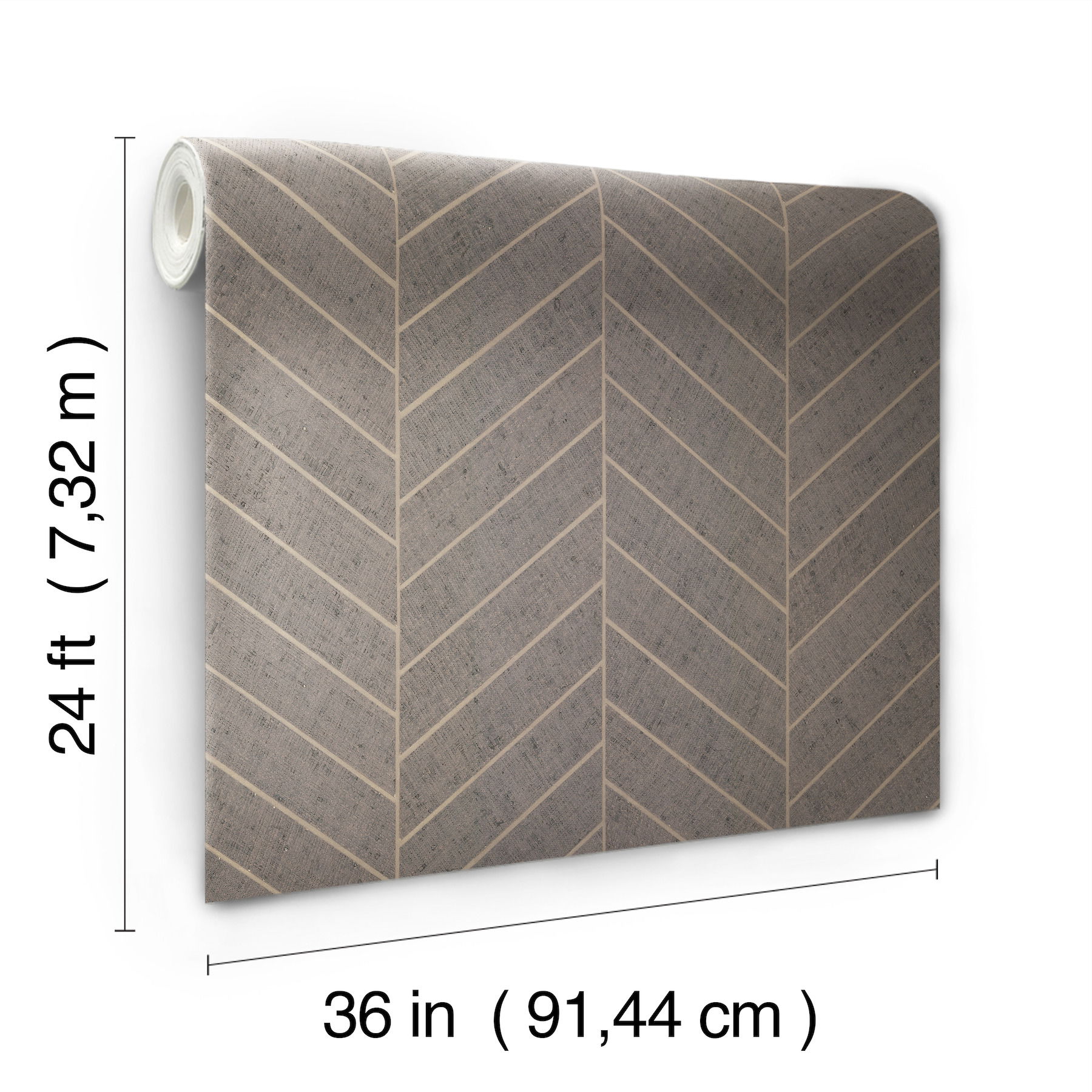 Atelier Herringbone Natural Grey Wallpaper large image 