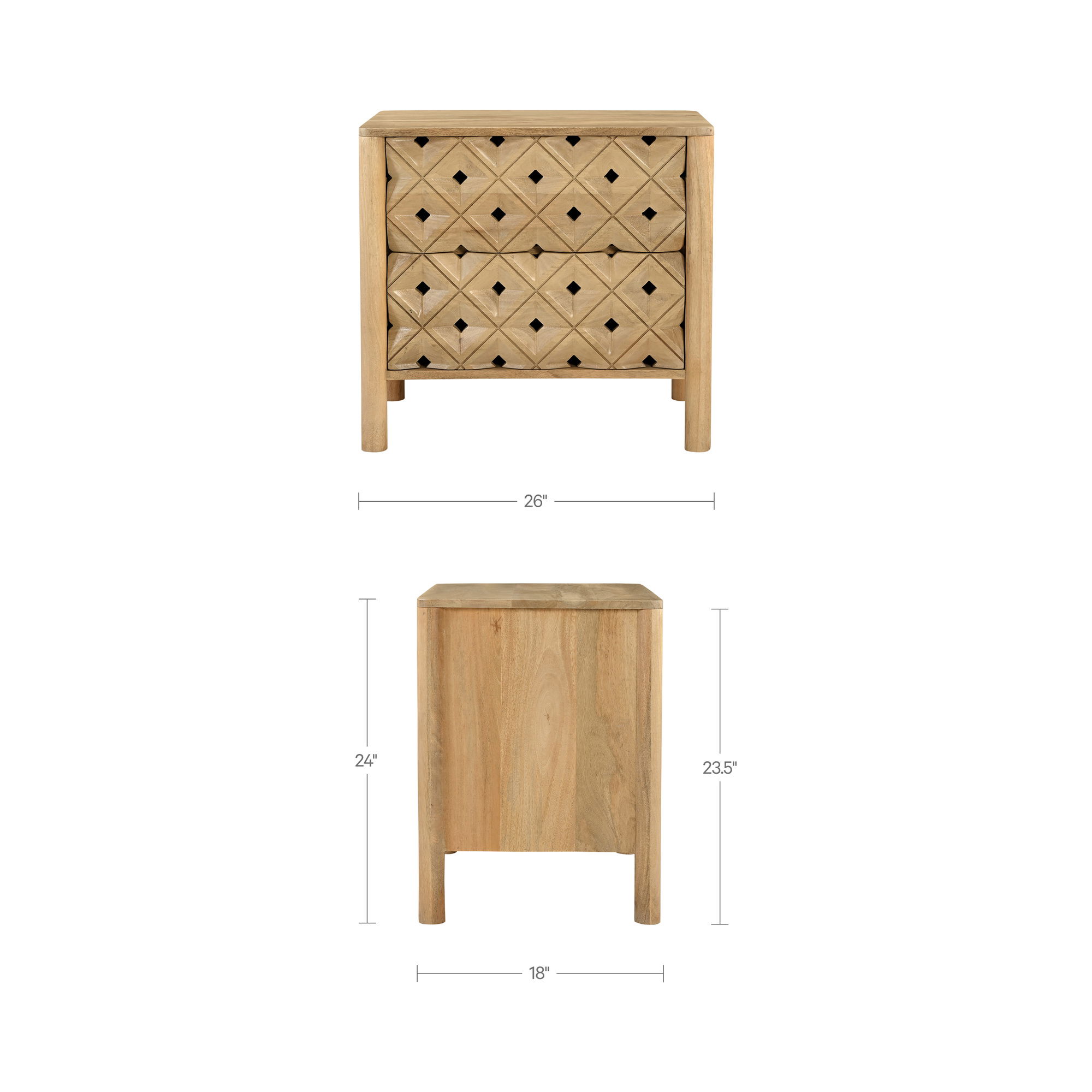 Fulton Nightstand Natural, by Moe's Home, 26" width x 24" height x 18" depth View 10