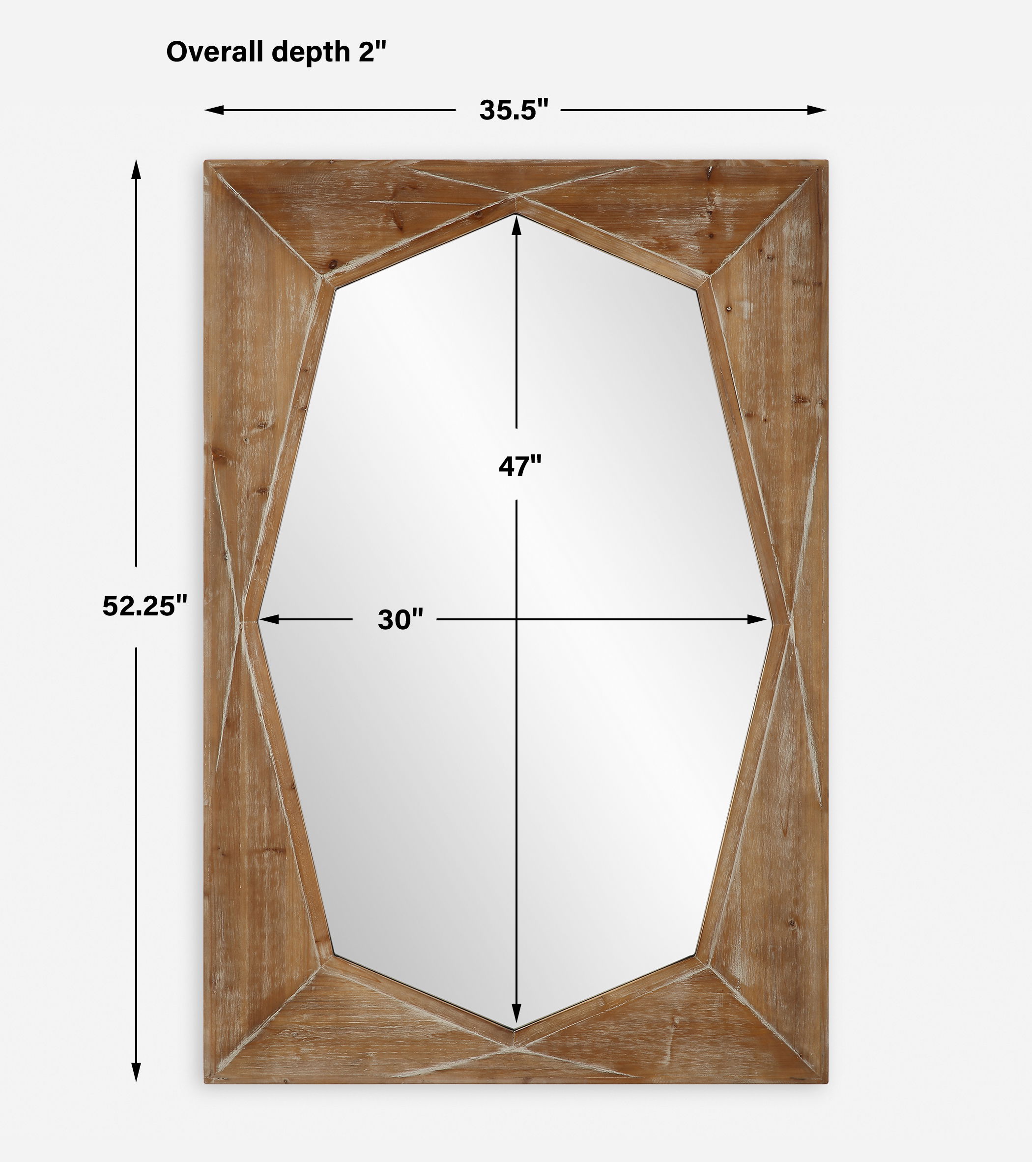 Marquise Natural Wood Mirror, by Uttermost, 35.5" width x 52.25" height x 2" depth View 3