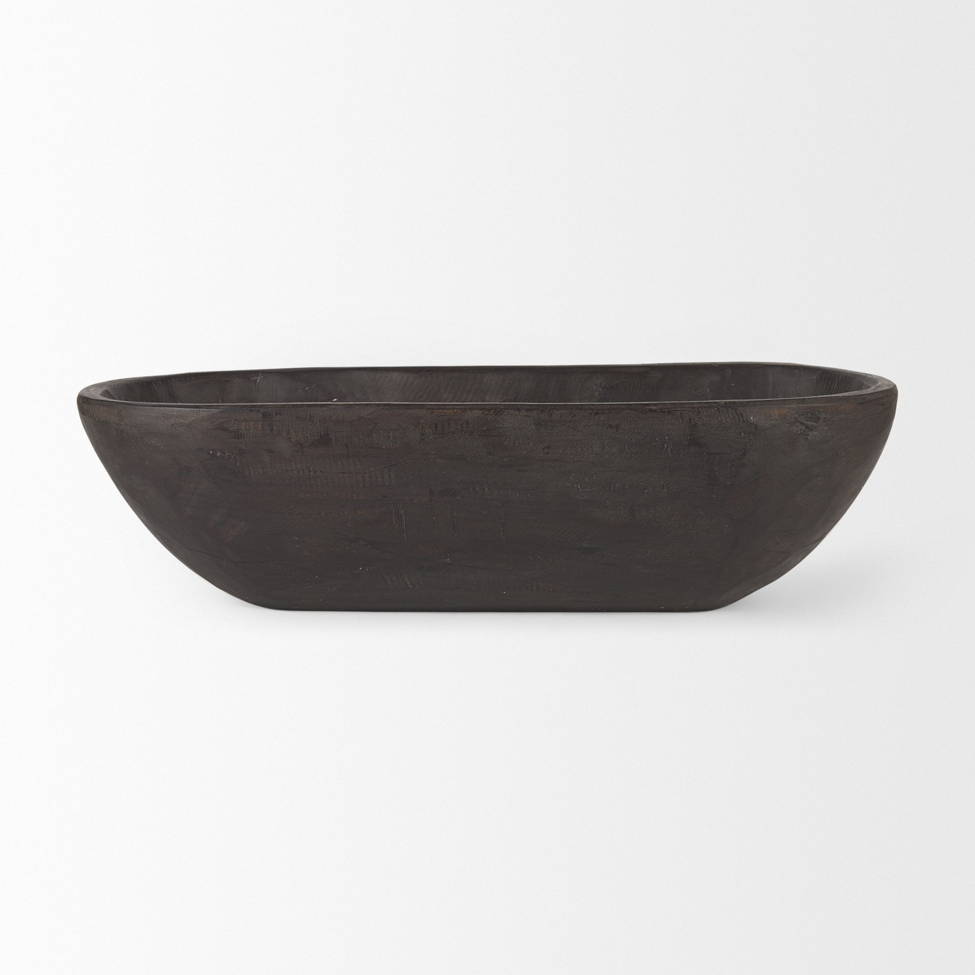 Athena Extra Large Oblong Black-Brown Reclaimed Wood Bowl, Decorative Bowl by Mercana, 26" length x 10" width x 7" height View 2