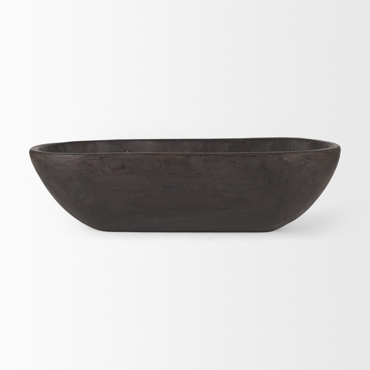 Athena Extra Large Oblong Black-Brown Reclaimed Wood Bowl, Decorative Bowl by Mercana, 26" length x 10" width x 7" height View 6