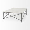 Lorlei I 53.0 X 35.0 X 15.5 White Marble Top with X-Shaped Gray Iron Base Coffee Table, by Mercana, 53" length x 35" width x 15.5" height thumbnail 5
