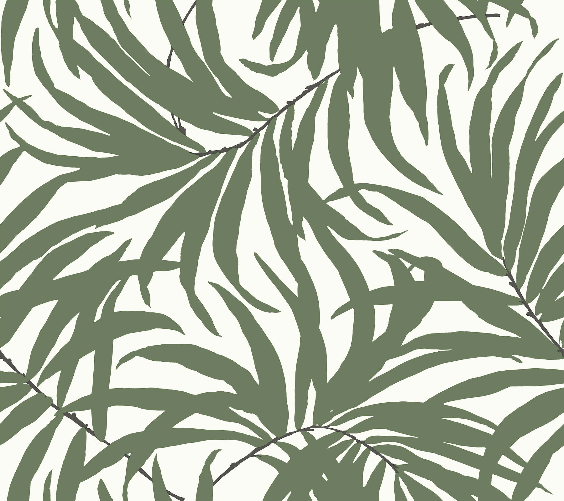 Bali Leaves Green Peel & Stick Wallpaper large image 
