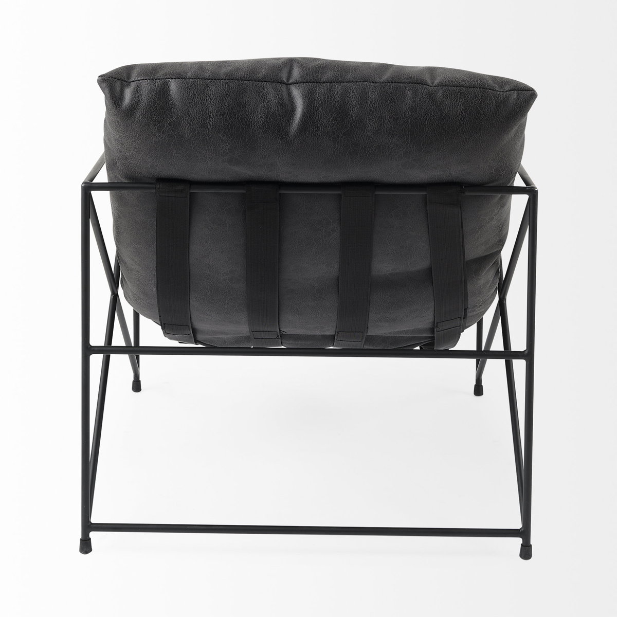 Leonidas 28.5L x 29.5W x 34.0H  Black Faux Leather Seat with Black Metal Frame Accent Chair, by Mercana, 29.53" length x 28.35" width x 35.43" height View 9