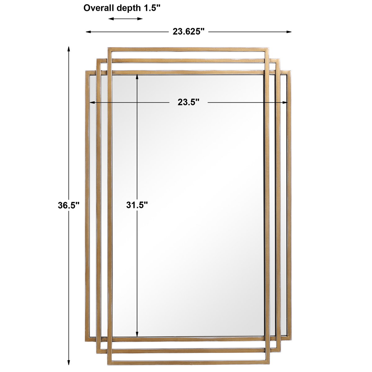 Amherst Brushed Gold Mirror, by Uttermost, 1'11.62" width x 3'0.5" height x 1.5" depth View 3