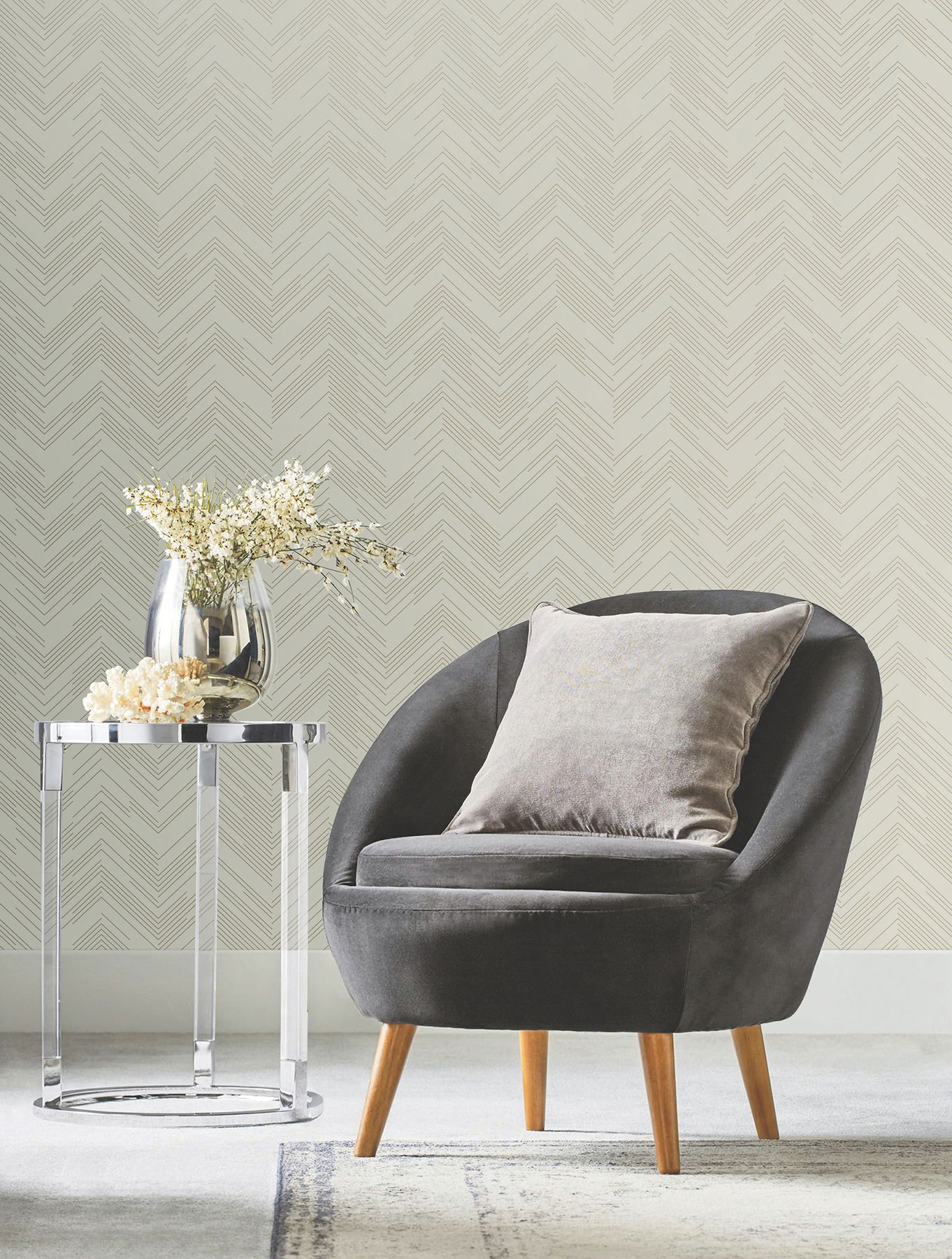 Polished Chevron Cream & Gold Wallpaper large image 