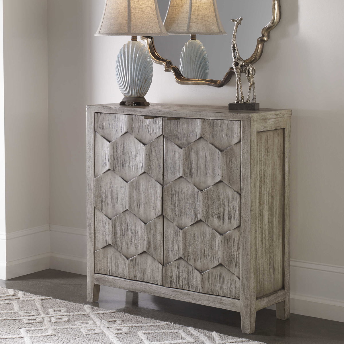Catori Smoked Ivory Console Cabinet, Cabinets & Chest by Uttermost, 34" width x 34" height x 12" depth View 5
