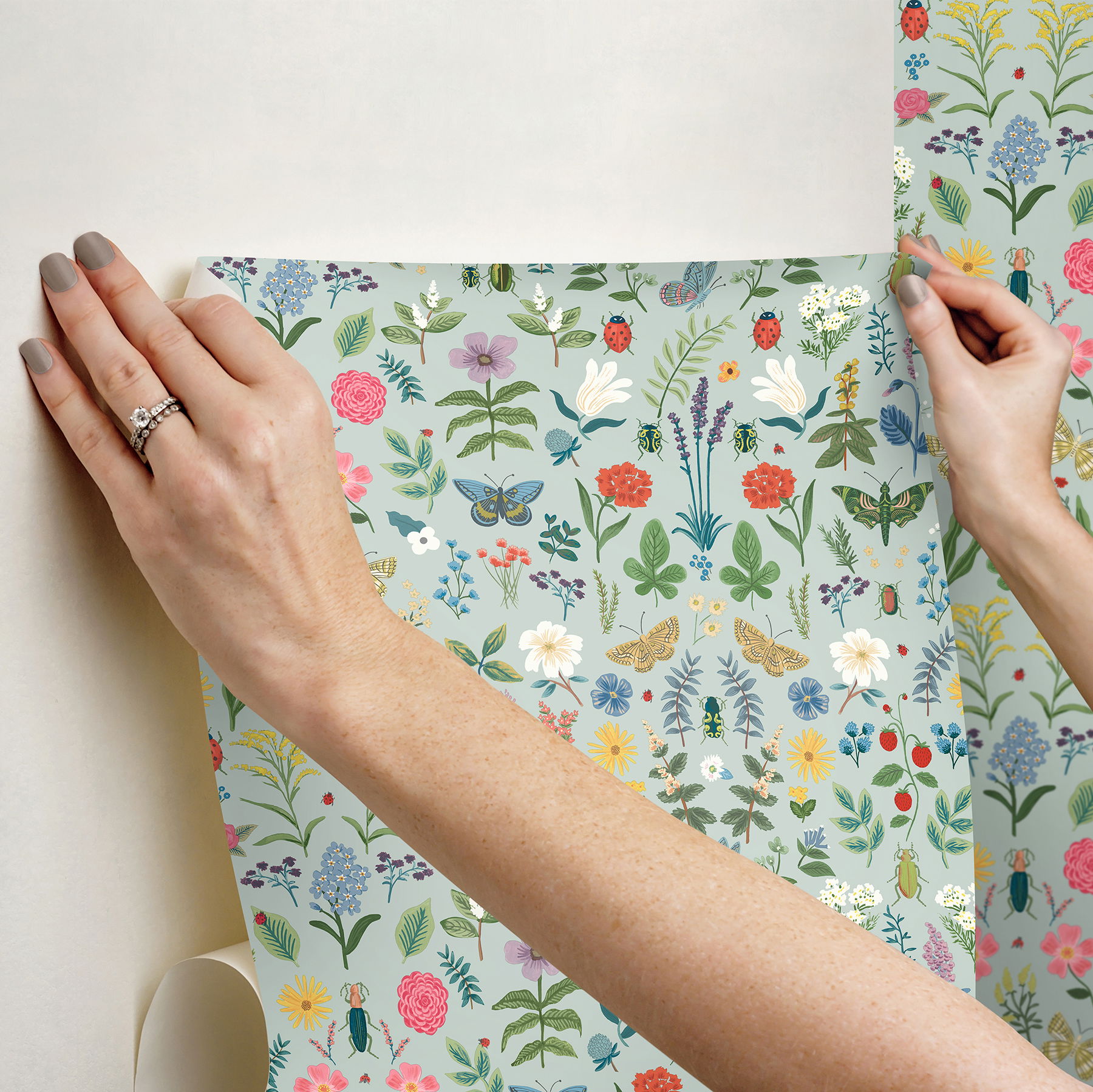 Curio Mint Peel & Stick Wallpaper large image 